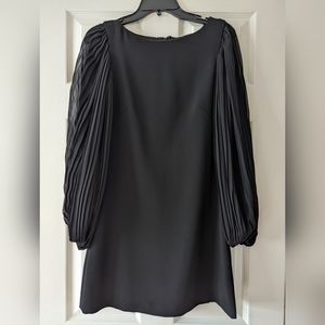 WHBM black dress with pleated sheer long sleeves - size 0